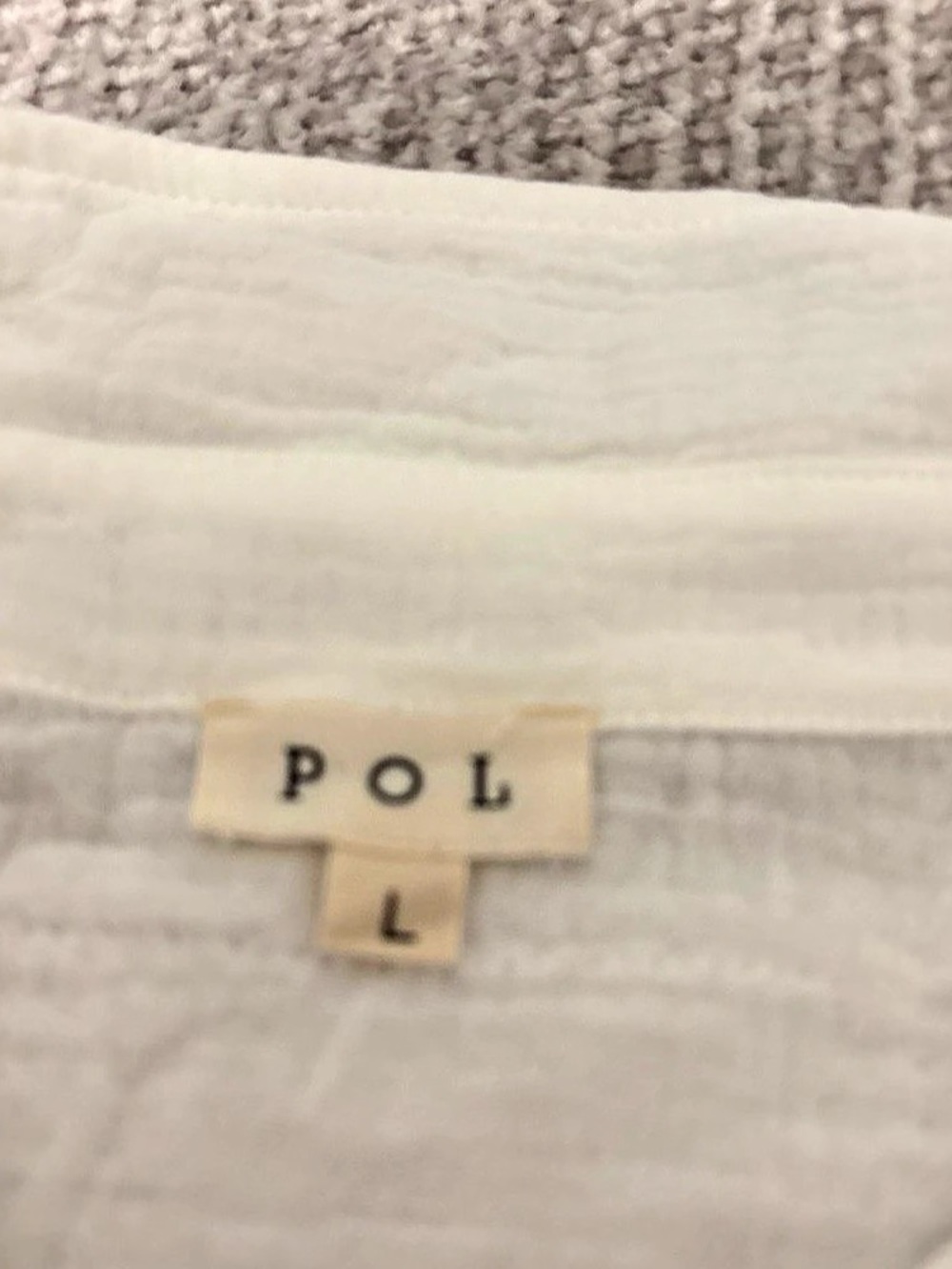 POL Waffle K and Double Gauze Button Down Top White Large - Picture 4 of 6